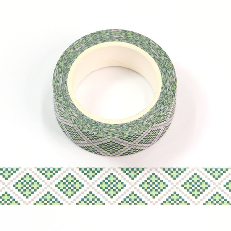 15mm x 10m CMYK Green Mosaic Washi Tape