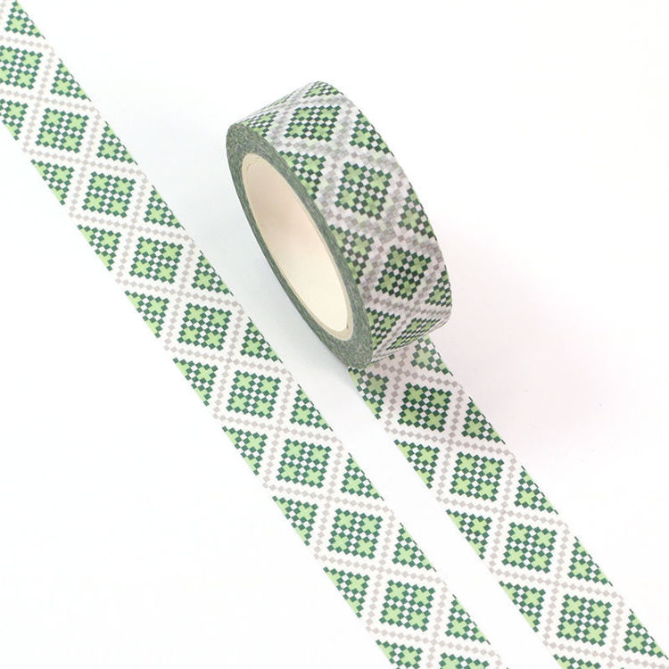 15mm x 10m CMYK Green Mosaic Washi Tape