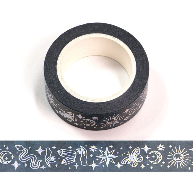 15mm x 10m Silver Holographic Foil CMYK Divination Washi Tape