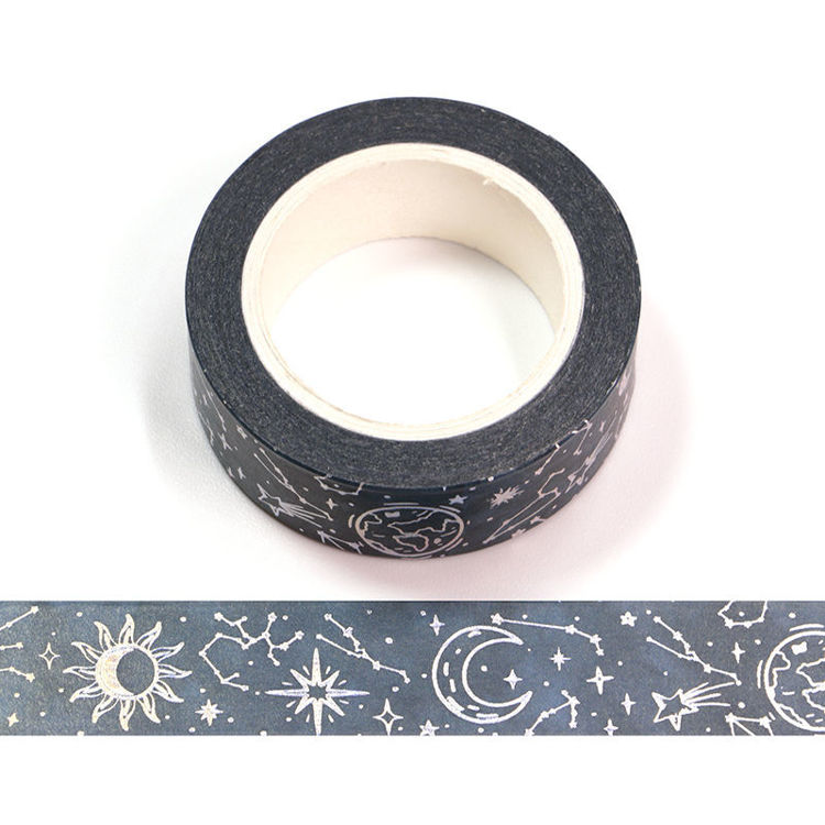 15mm x 10m Silver Holographic Foil CMYK Starry Sky Washi Tape
