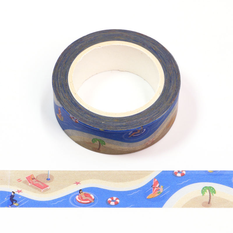 15mm x 10m CMYK Beach On Vacation Washi Tape. Custom and stock washi ...