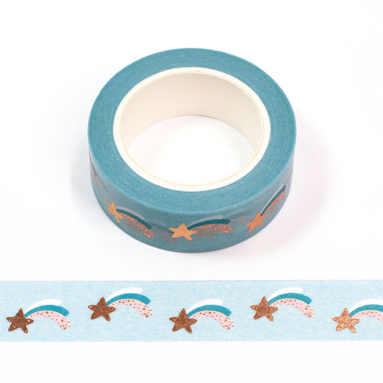 15mm x 10m Gold Foil CMYK Shooting Star Washi Tape