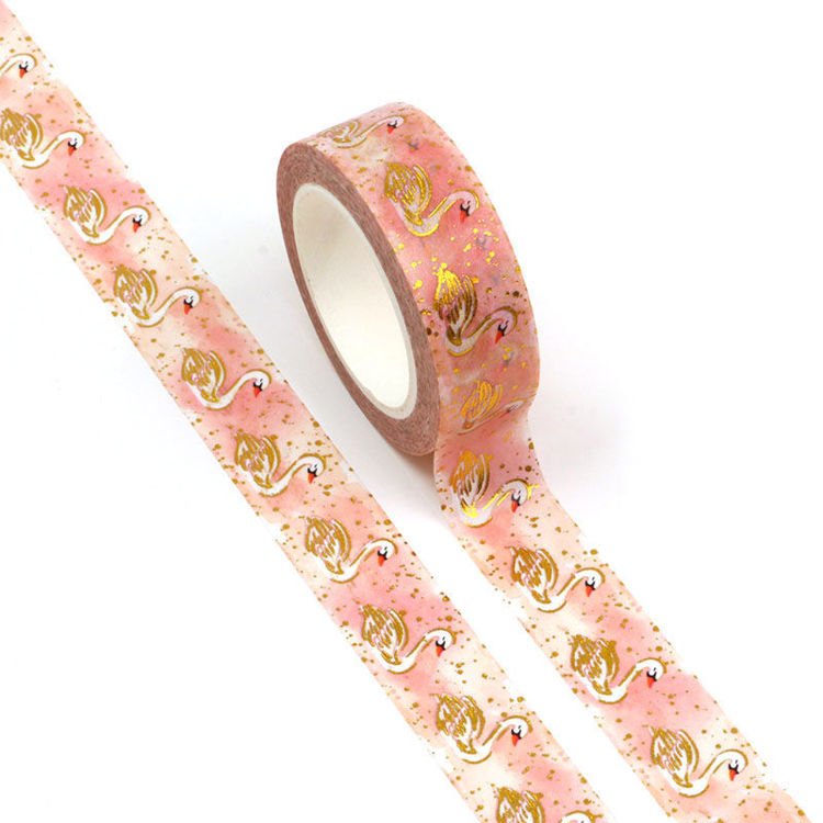 15mm x 10m Gold Foil CMYK Swan Washi Tape