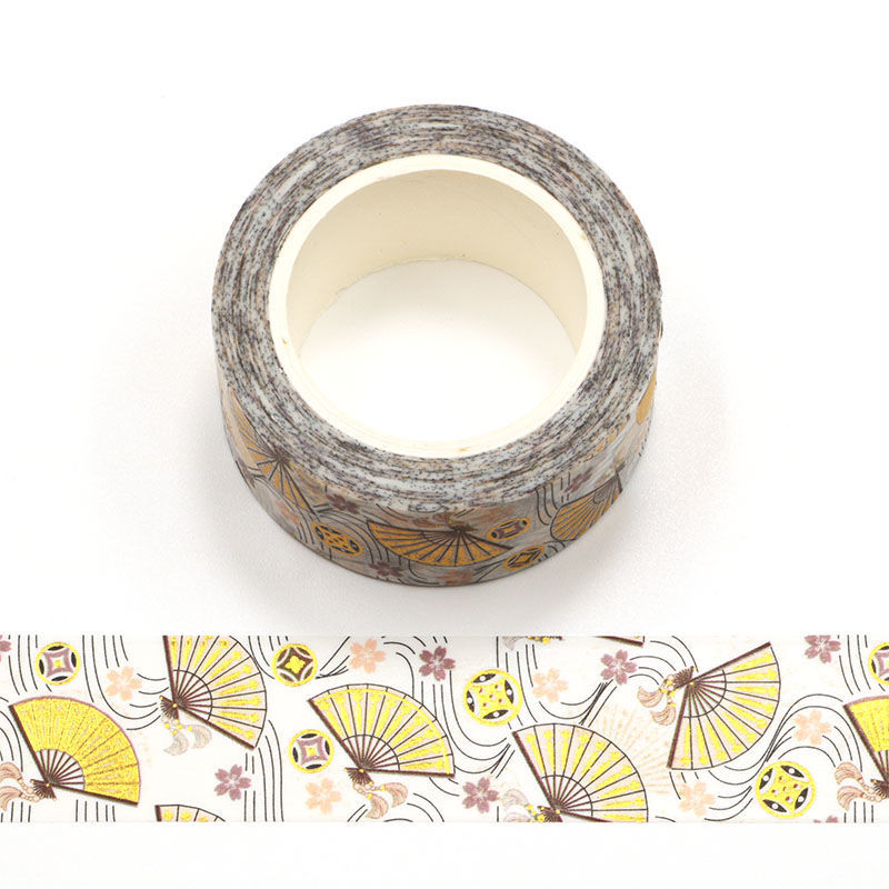 20mm x 10m Gold Foil Japanese Fan Washi Tape. Custom and stock washi