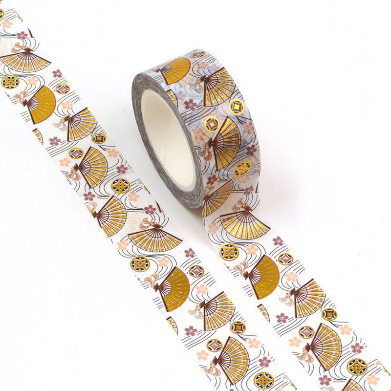 20mm x 10m Gold Foil Japanese Fan Washi Tape. Custom and stock washi