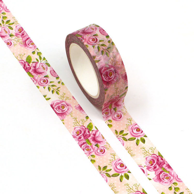 15mm x 10m CMYK Pink Rose Washi Tape