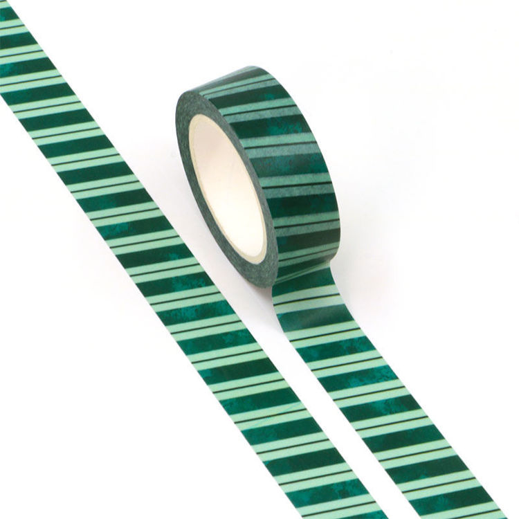 15mm x 10m CMYK Dark Green Stripes Washi Tape