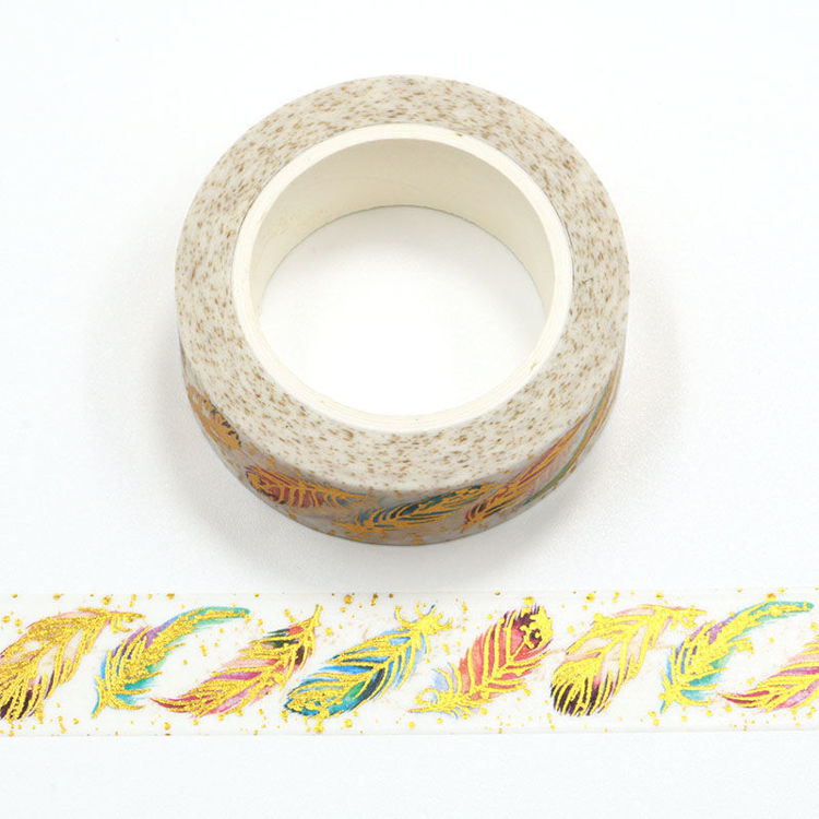 15mm x 10m Gold Foil CMYK Golden Feather Washi Tape