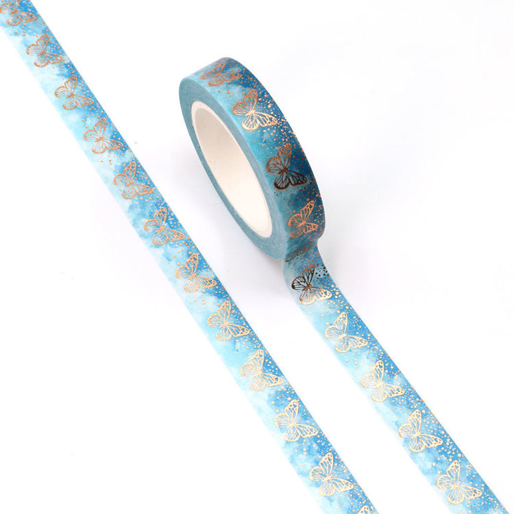 10mm x 10m Gold Foil CMYK Butterfly Washi Tape