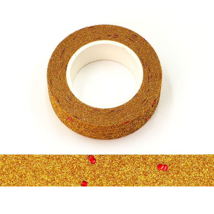 15mm x 5m  Golden Red spots Sparkle Washi Tape