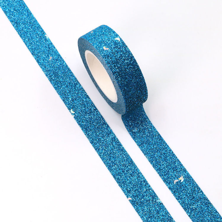 15mm x 5m moon Blue Sparkle Washi Tape