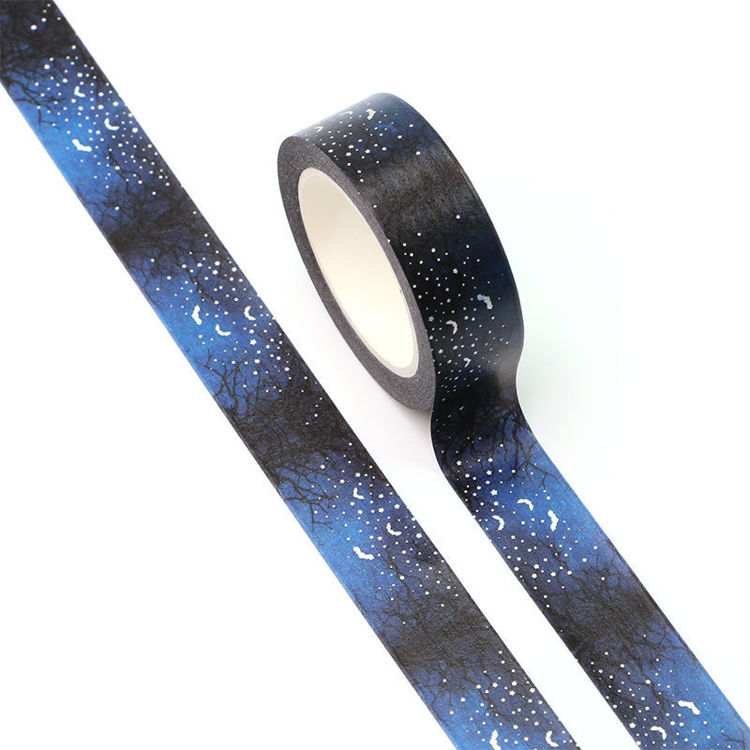 15mm x 10m Silver Holographic Foil CMYK Dark forest Washi Tape