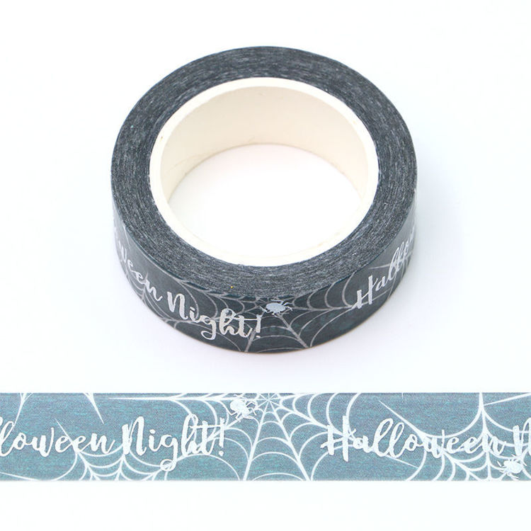 15mm x 10m Silver Holographic Foil CMYK Halloween night Washi Tape