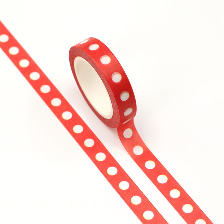 10mm x 10m CMYK white dot red background washi tape