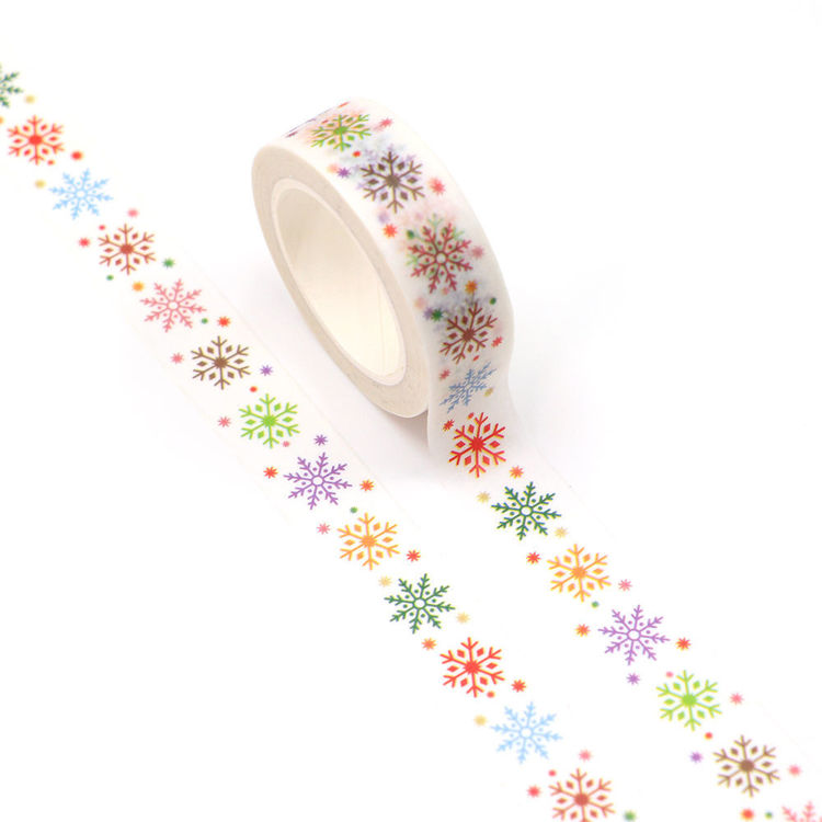 15mm x 10m CMYK Colored snowflakes washi tape