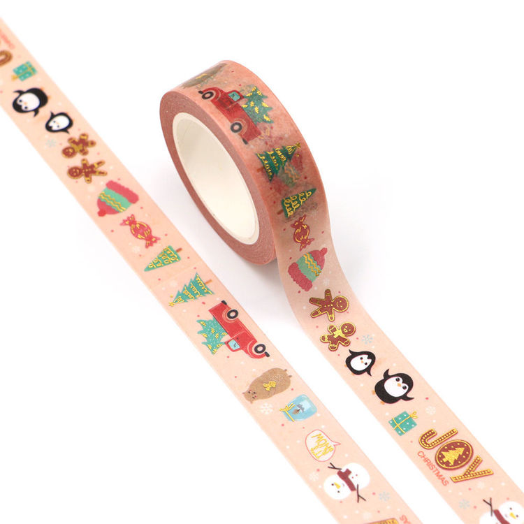 15mm x 10m Gold Foil CMYK Christmas Joy Washi Tape