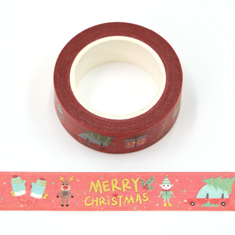 15mm x 10m Gold Foil CMYK Merry Christmas Washi Tape
