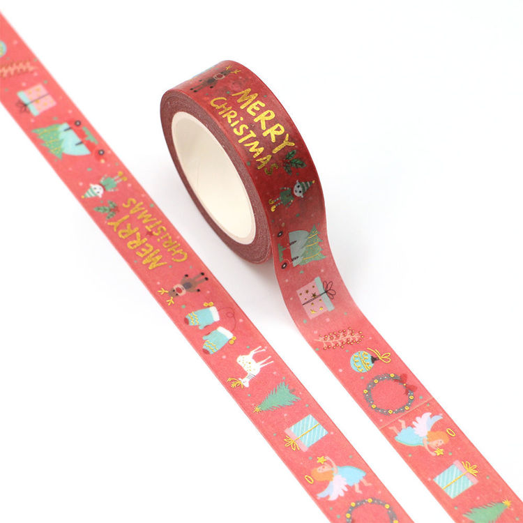 15mm x 10m Gold Foil CMYK Merry Christmas Washi Tape