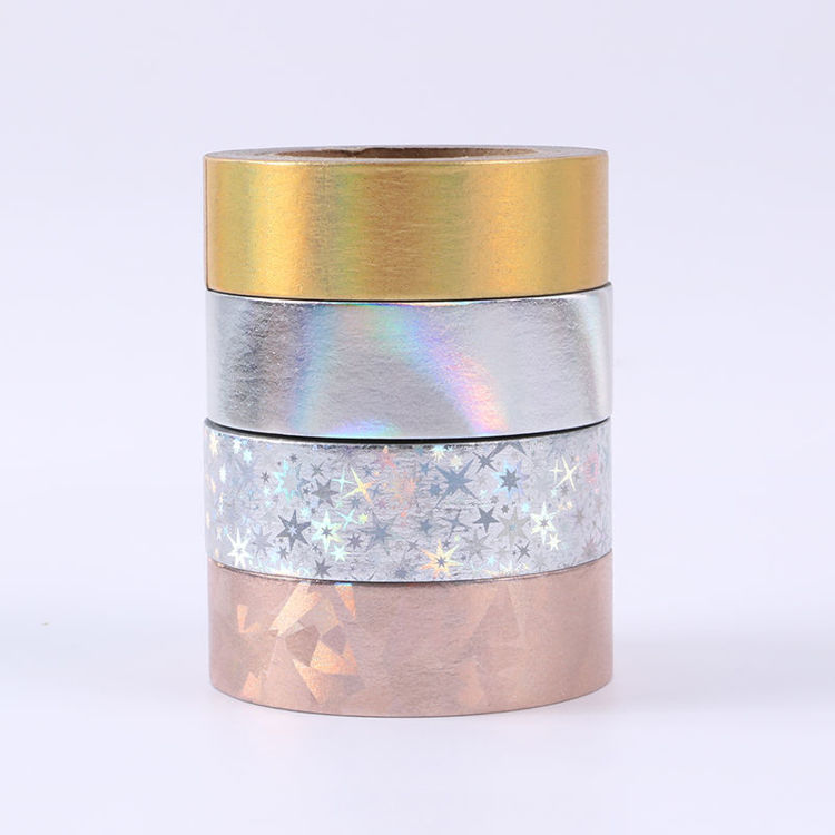 ODM custom raised silver holographic foil washi tape manufacturer factory