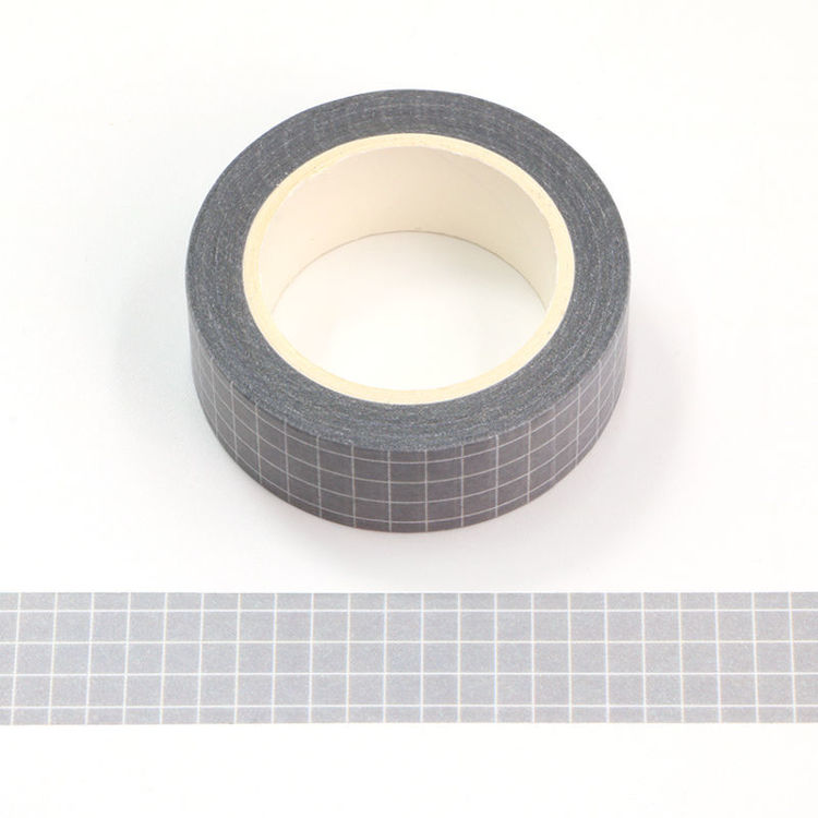 15mm x 10m White Color Plaid Gray Background Washi Tape