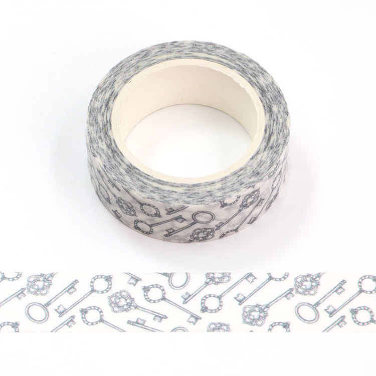 15mm x 10m Gray Color Vintage Key Pattern Washi Tape