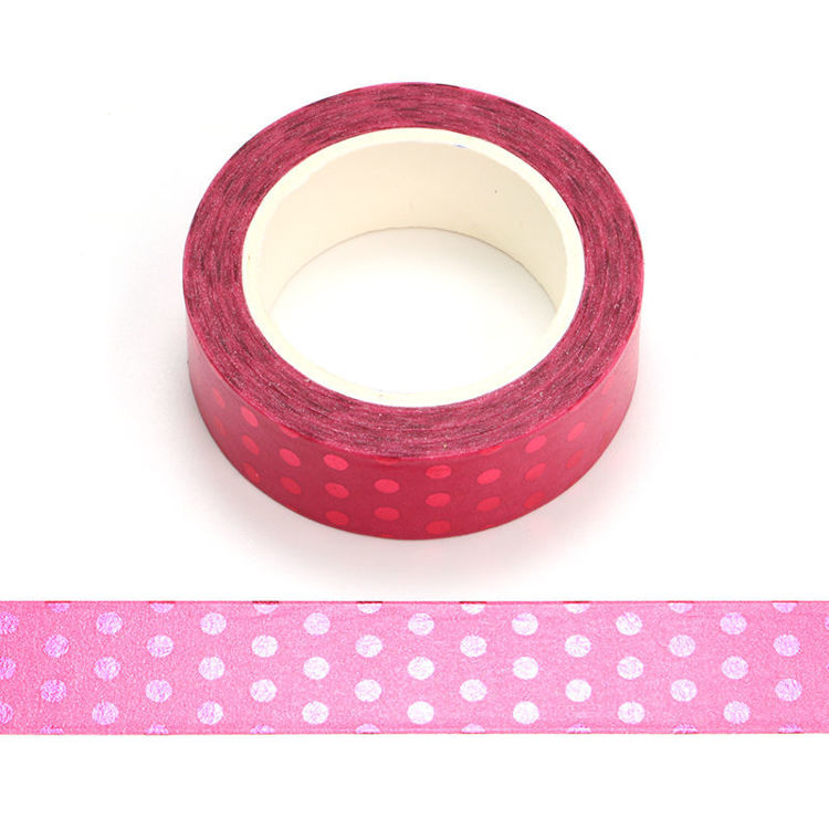 15mm x 10m 225C+Gray Foil Polka Dots Washi Tape