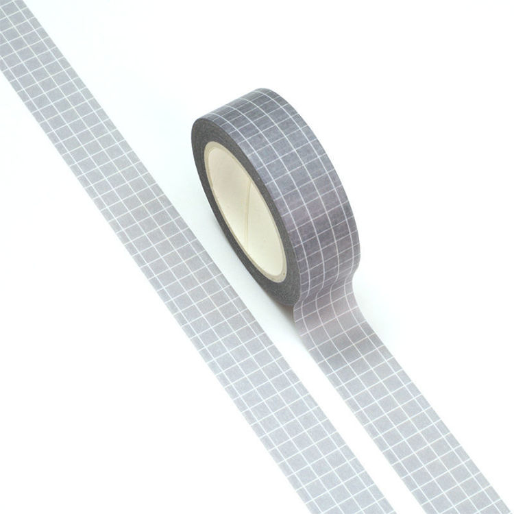 15mm x 10m White Color Plaid Gray Background Washi Tape