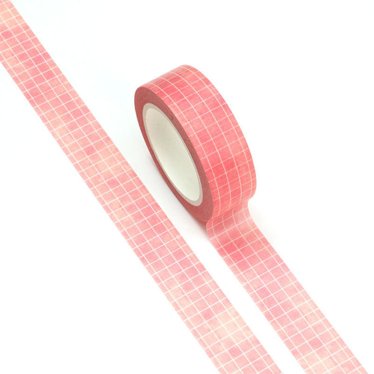 15mm x 10m White Plaid Pink Watercolor Background Washi Tape