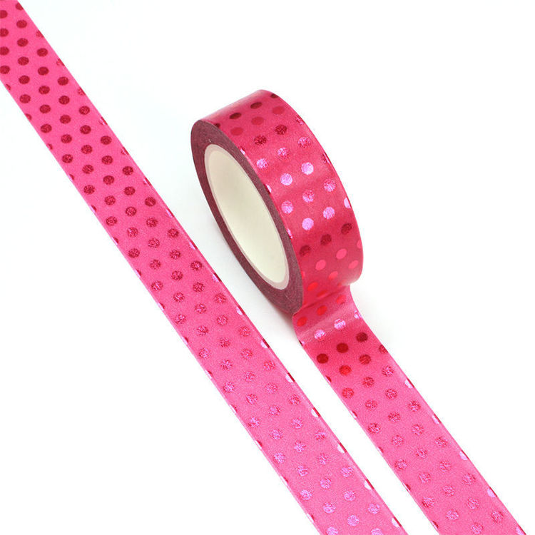 15mm x 10m 225C+Gray Foil Polka Dots Washi Tape