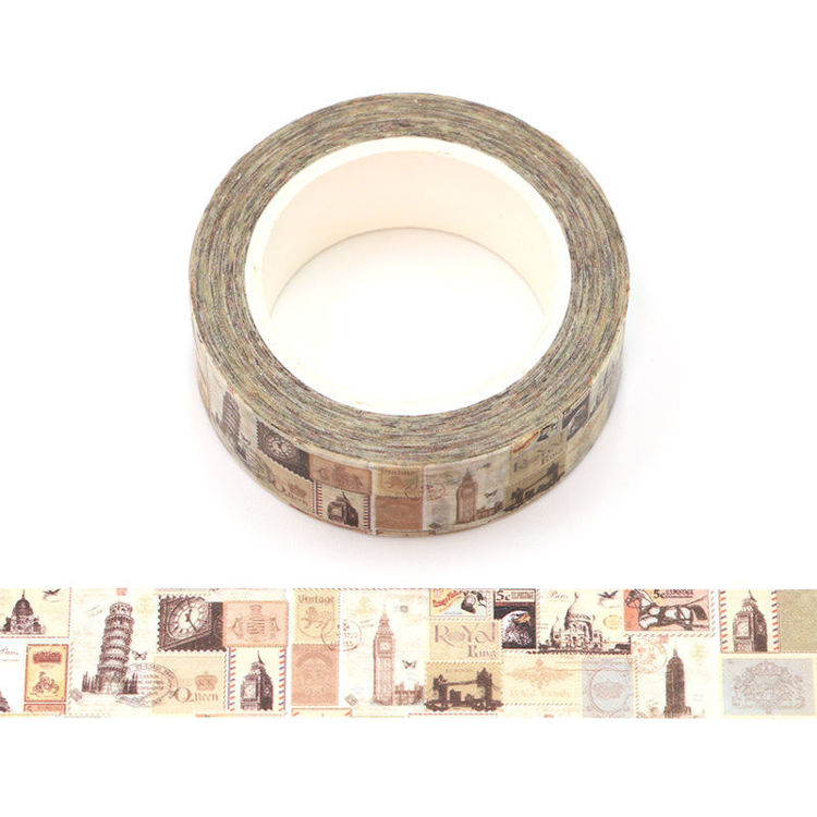 15mm x 10m CMYK Vintage Stamp Washi Tape