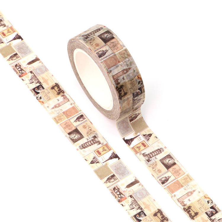 15mm x 10m CMYK Vintage Stamp Washi Tape