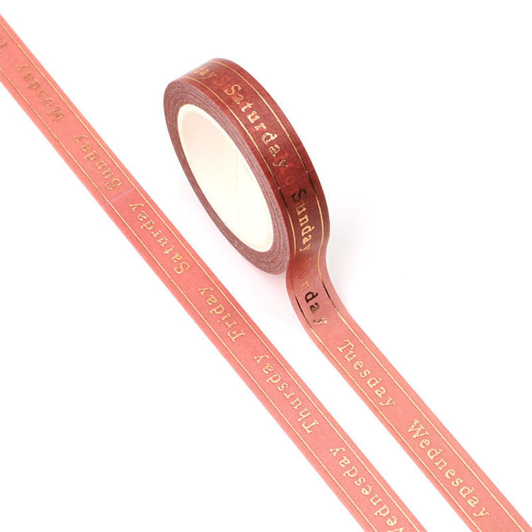 10mm x 10m CMYK Foil Pink Background Date Washi Tape