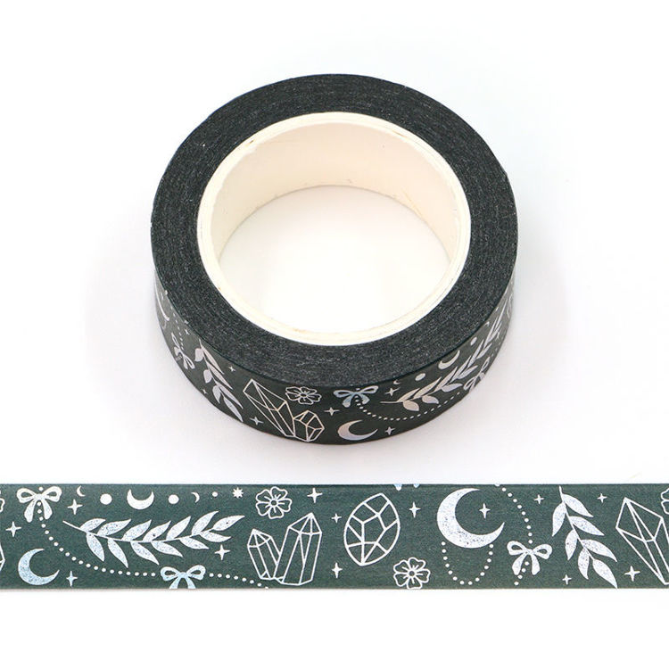 15mm x 10m CMYK Foil Jewelry Pattern Green Washi Tape