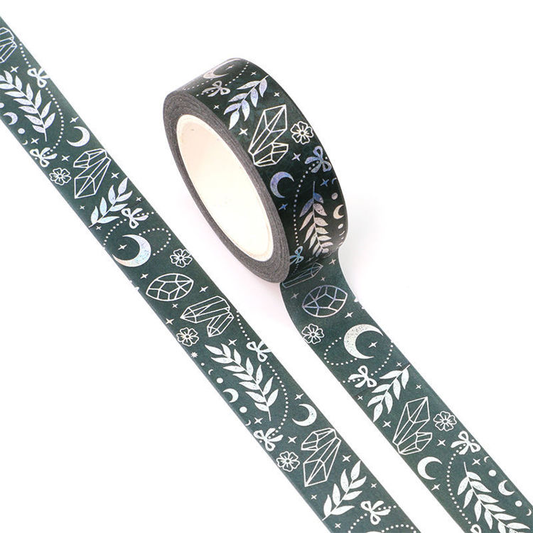 15mm x 10m CMYK Foil Jewelry Pattern Green Washi Tape