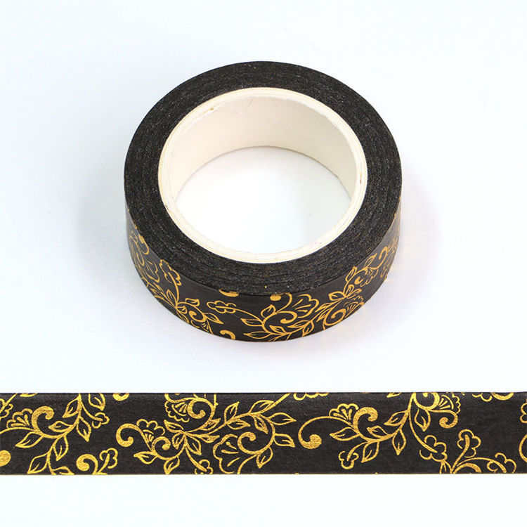 15mm x 10m Black Foil Decorative Pattern Washi Tape