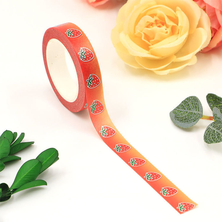 10mm x 10m CMYK Foil Strawberry Washi Tape