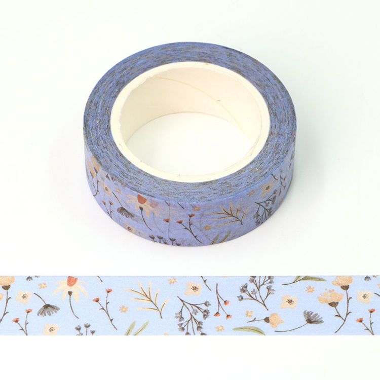 15mm x 10m CMYK Light Blue Floral Washi Tape