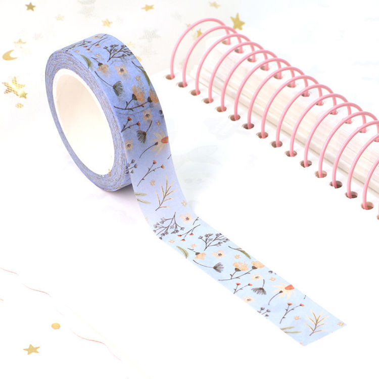 15mm x 10m CMYK Light Blue Floral Washi Tape