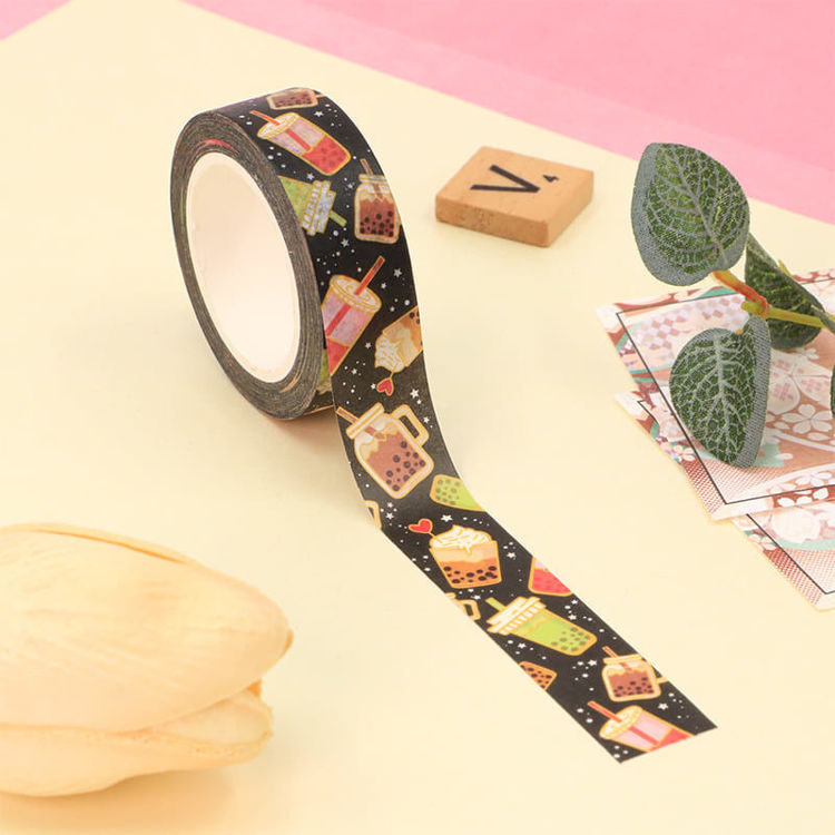 15mm x 10m CMYK Bubble Tea Black Washi Tape