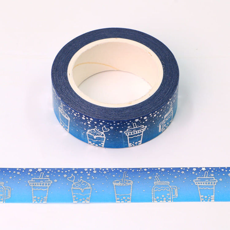 15mm x 10m CMYK Foil Kleirn Blue Milk Tea Washi Tape