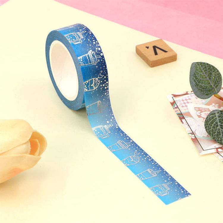 15mm x 10m CMYK Foil Kleirn Blue Milk Tea Washi Tape