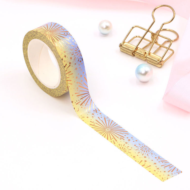 15mm x 10m Foil Blue Yellow Gradual Changed Color Fireworks Washi Tape