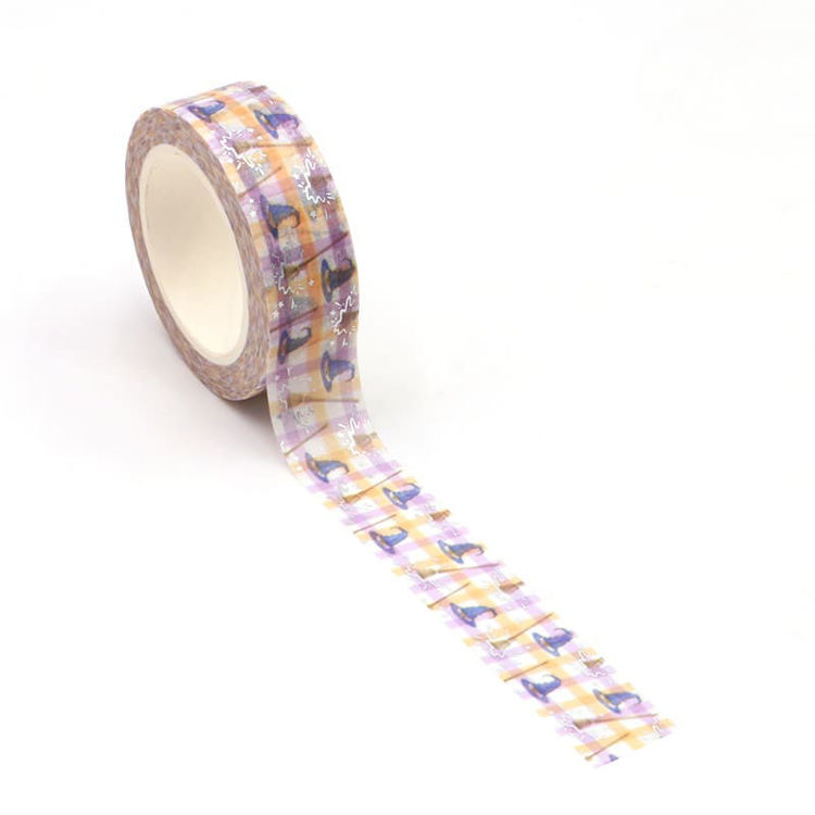 15mm x 10m Witch Hat Broom Silver Holographic Foil Washi Tape
