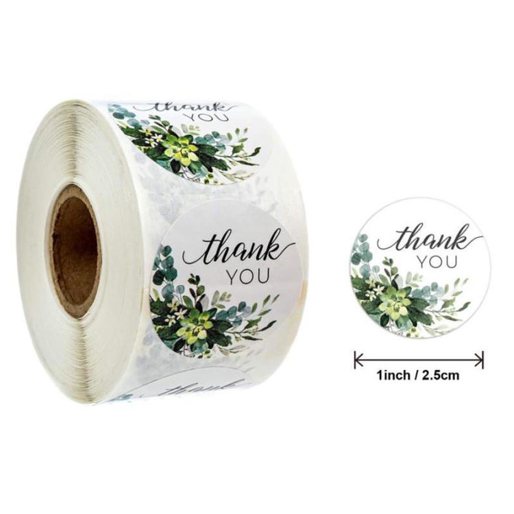 Printed Round Adhesive Thank You Sticker Rolls 1