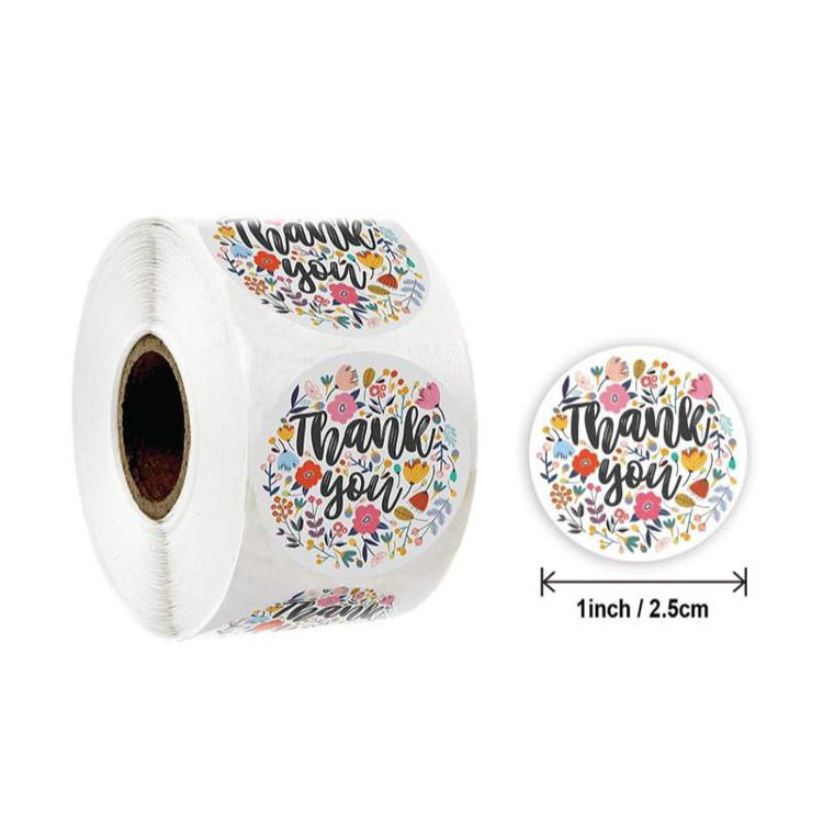 Printed Round Adhesive Thank You Sticker Rolls 4