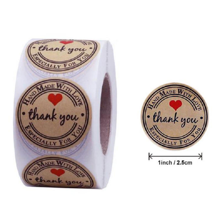 Kraft Paper Thank You Sticker Rolls 1