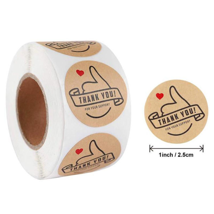 Kraft Paper Thank You Sticker Rolls 2