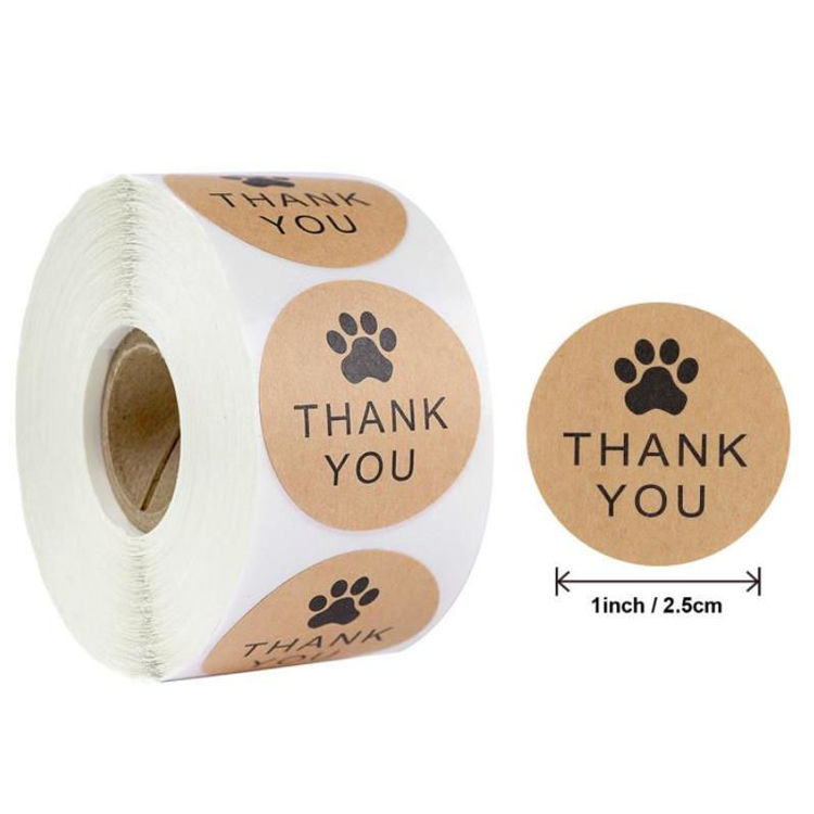 Kraft Paper Thank You Sticker Rolls 6