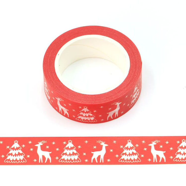 15mm x 10m CMYK christmas tree&reindeer washi tape