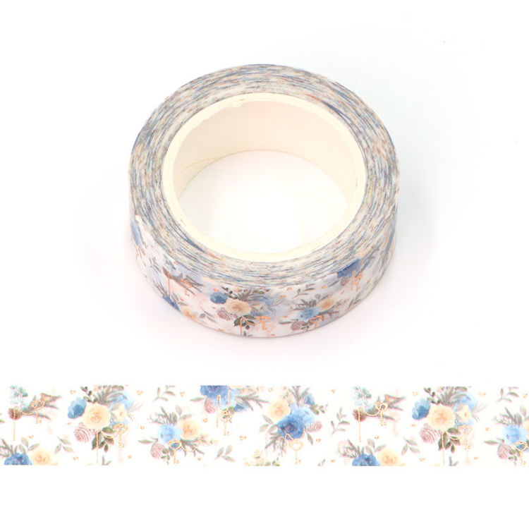 15mm x 10m CMYK Gold Foil Floral Washi Tape